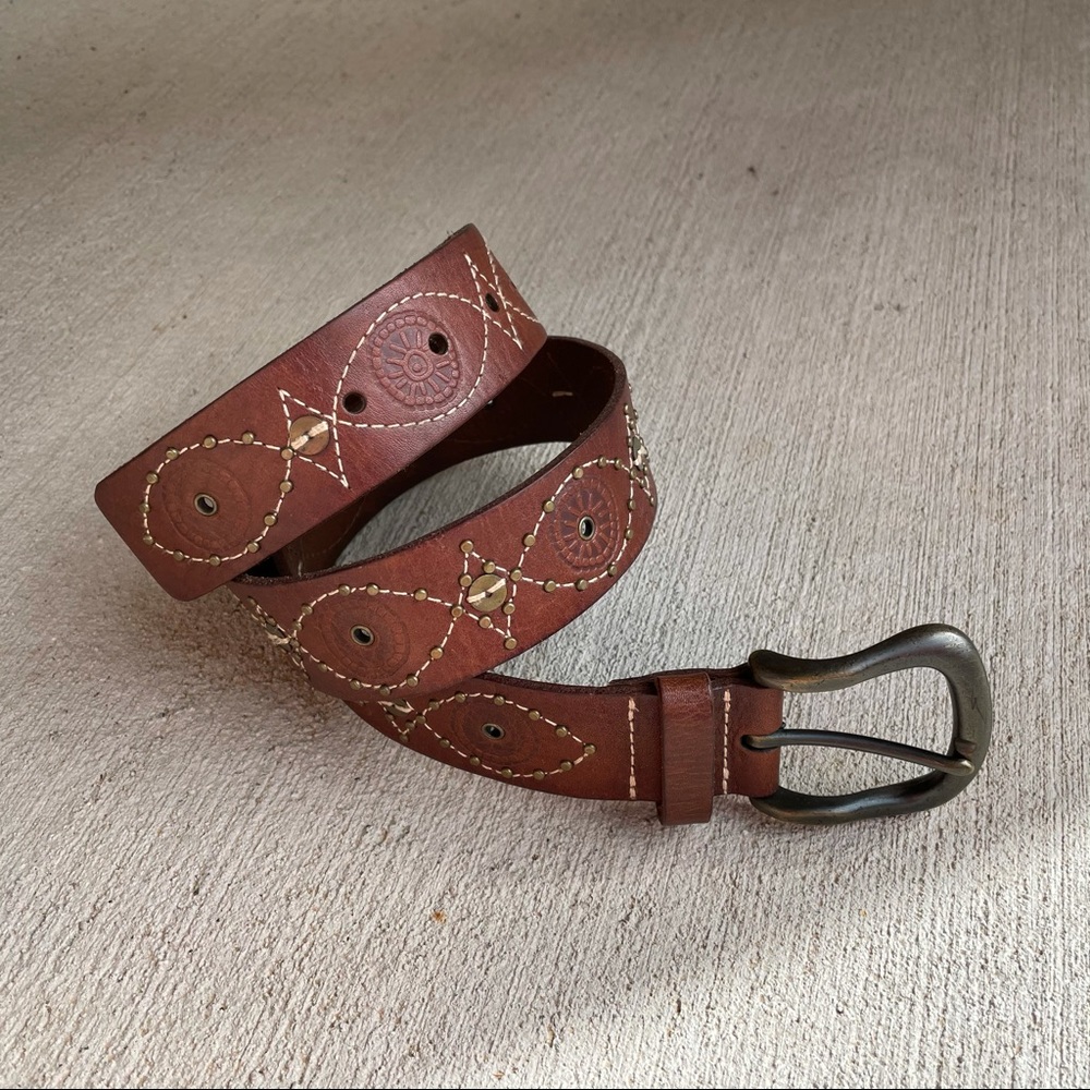 Fossil // Sun stud embellished leather belt S